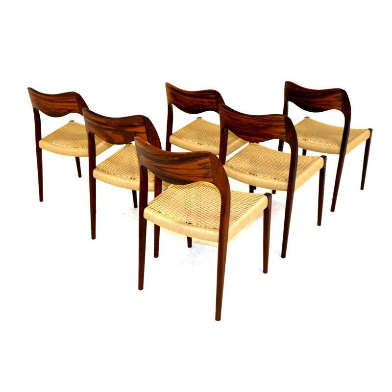 Lot de 6 chaises vintage style Niels o Moller 1960