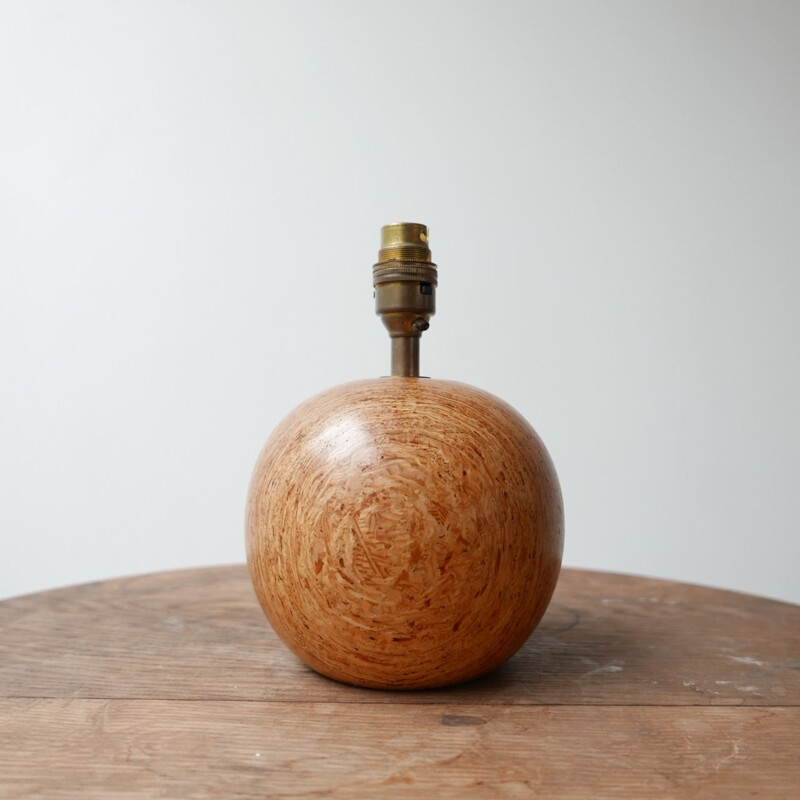 Petite lampe de table vintage à boules en bois 1960