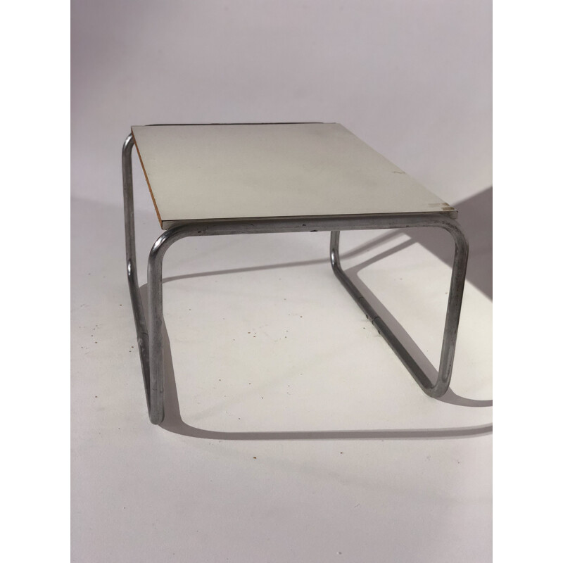 Vintage-Couchtisch aus Sperrholz und verchromtem Aluminium