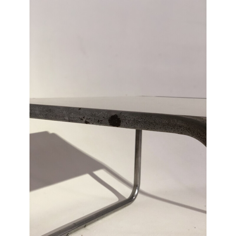 Vintage-Couchtisch aus Sperrholz und verchromtem Aluminium