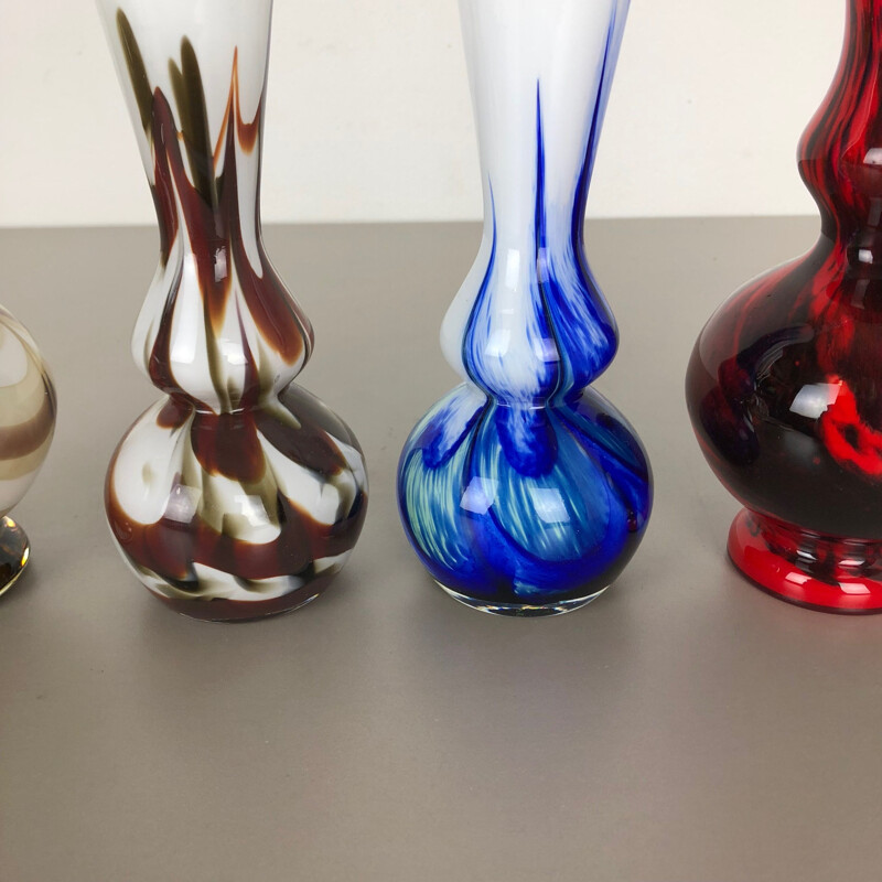 Lot de 4 vases vintage multicolores Pop Art, Italie 1970