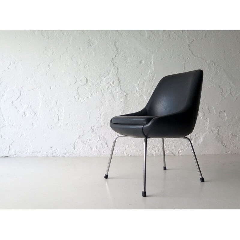 Vintage armchair with black and metal frame 1960