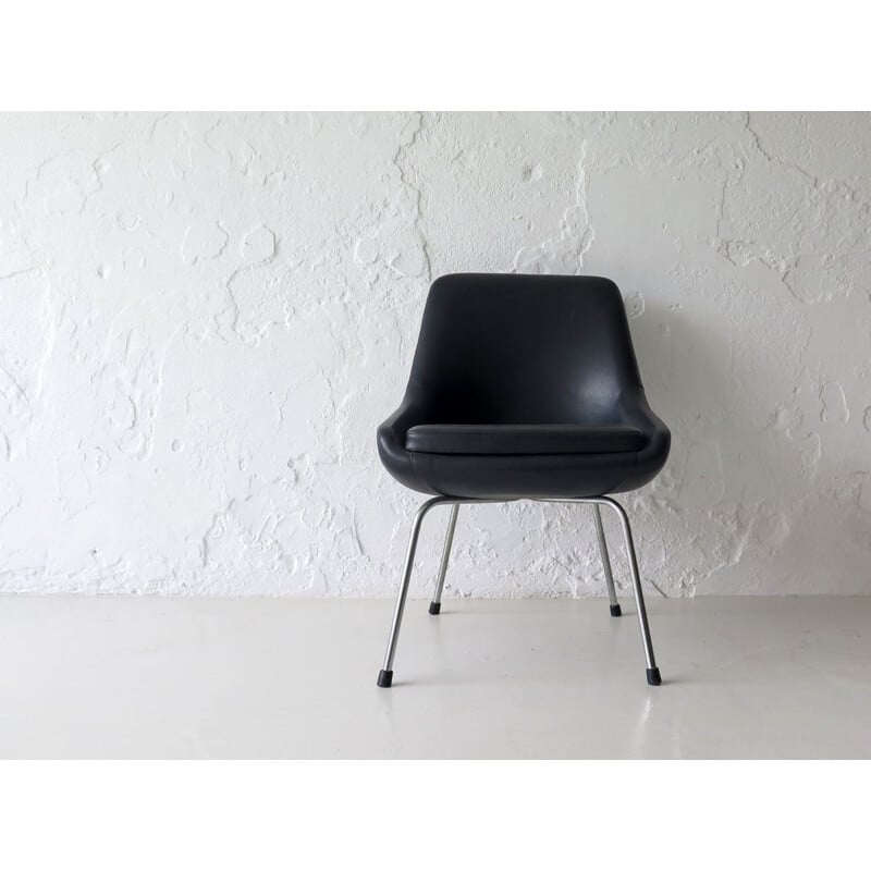 Vintage armchair with black and metal frame 1960