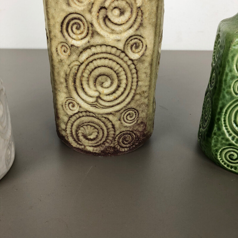 Ensemble de 3 vases vintage en céramique pour Scheurich, Allemagne 1970