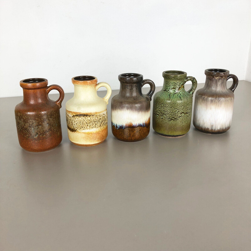 Ensemble de 5 vases vintage en céramique pour Scheurich, Allemagne 1970