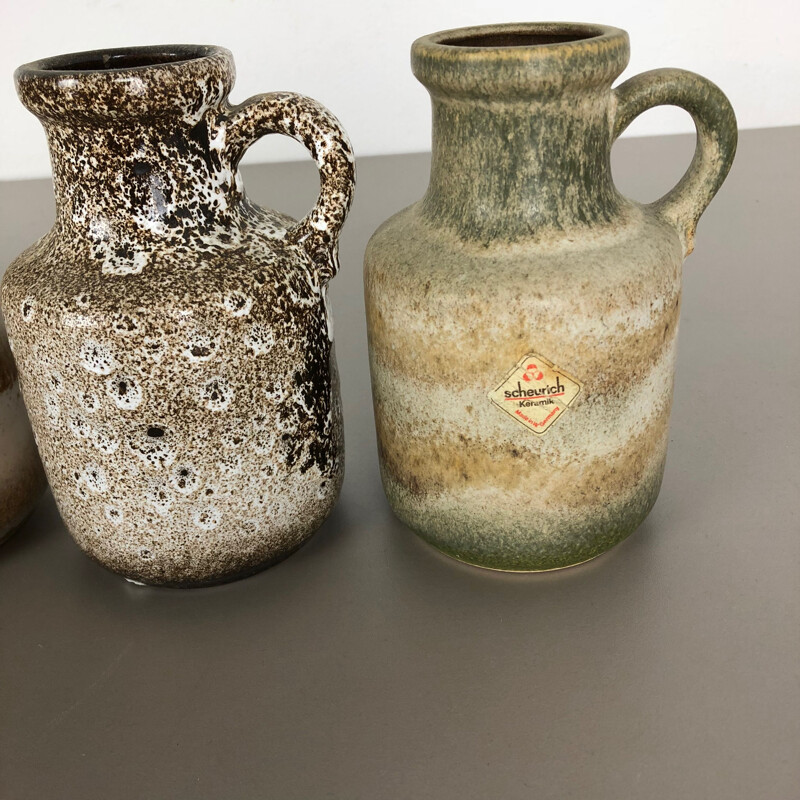 Ensemble de 5 vases vintage en céramique pour Scheurich, Allemagne 1970
