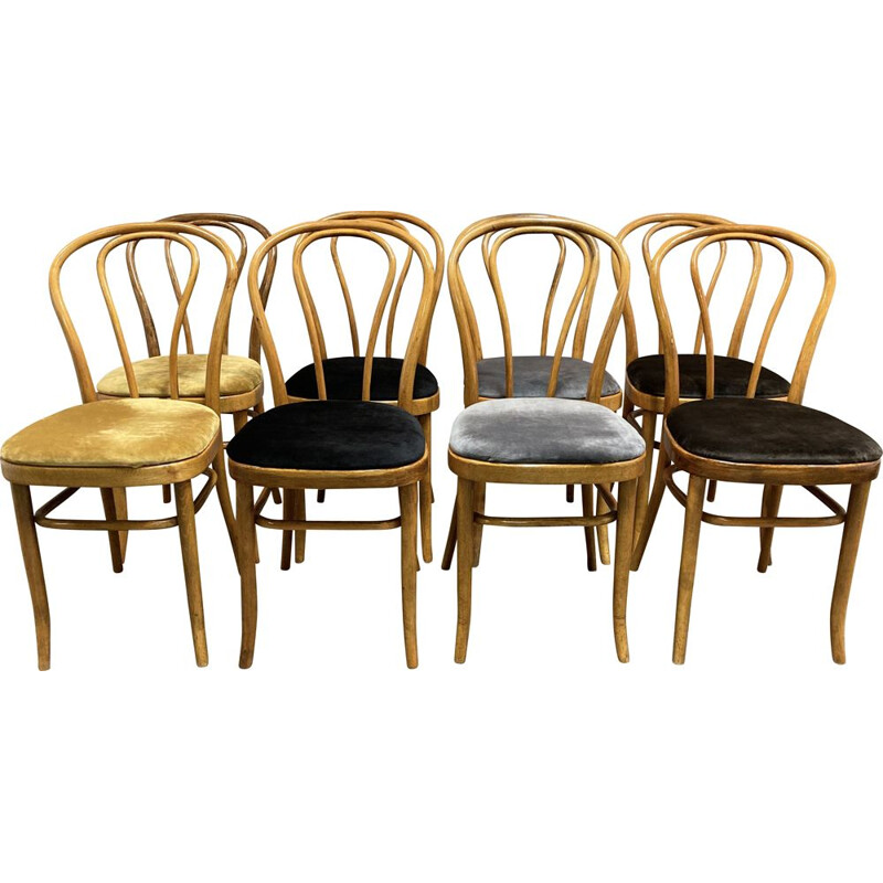 Set of 8 vintage chairs Thonet bistro 1950s