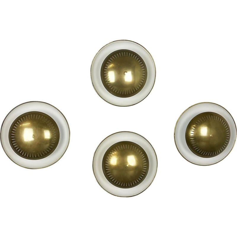 Set of 4 vintage Sarfatti Brass Metal Sconces Wall Light Italy 1950s