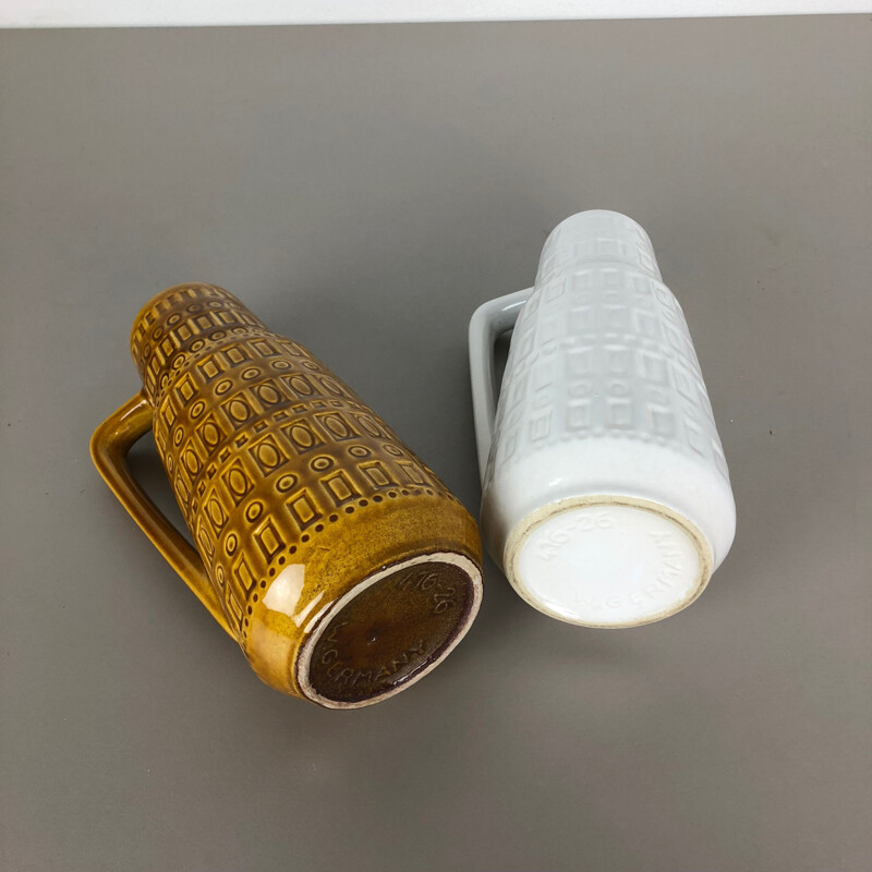Pair of vintage glazed ceramic vases for Scheurich, Germany 1970