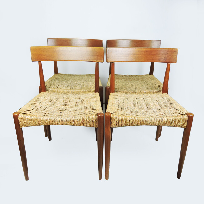 Set of 4 vintage chairs by Arne Hovmand-Olsen for Mogens Kold, Denmark 1960