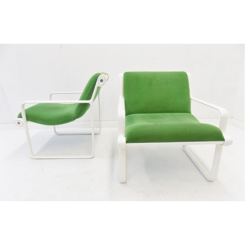 Pair of vintage Knoll Sling lounge armchairs by Bruce Hannah and Andrew Morrison for Knoll 1970