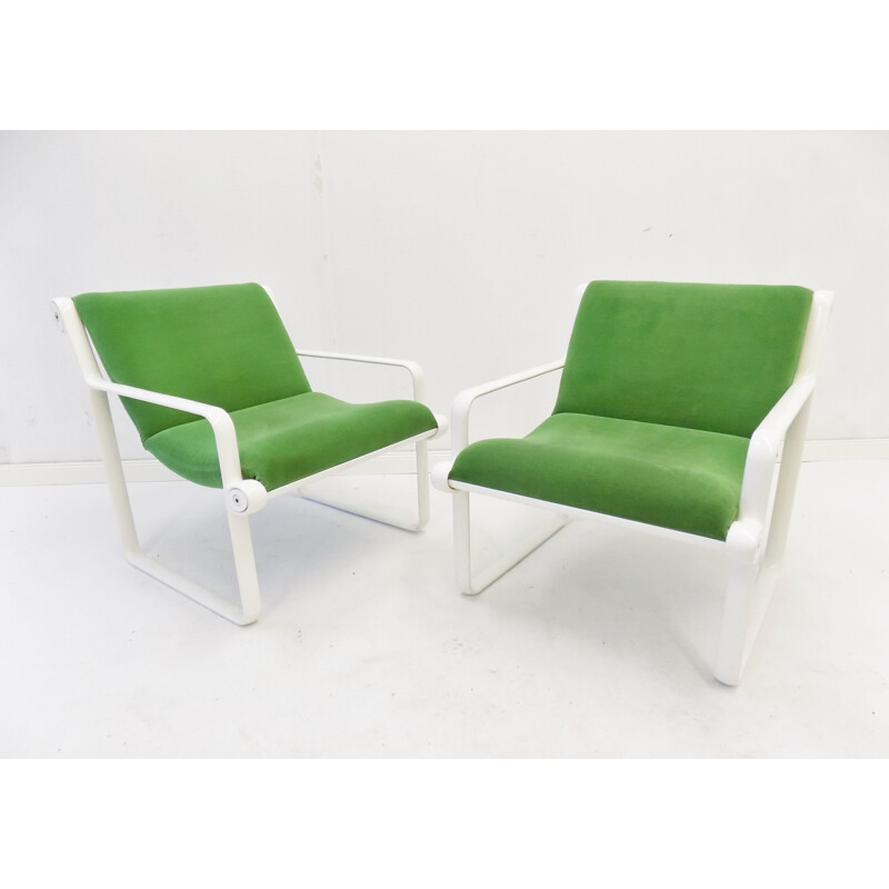 Pair of vintage Knoll Sling lounge armchairs by Bruce Hannah and Andrew Morrison for Knoll 1970