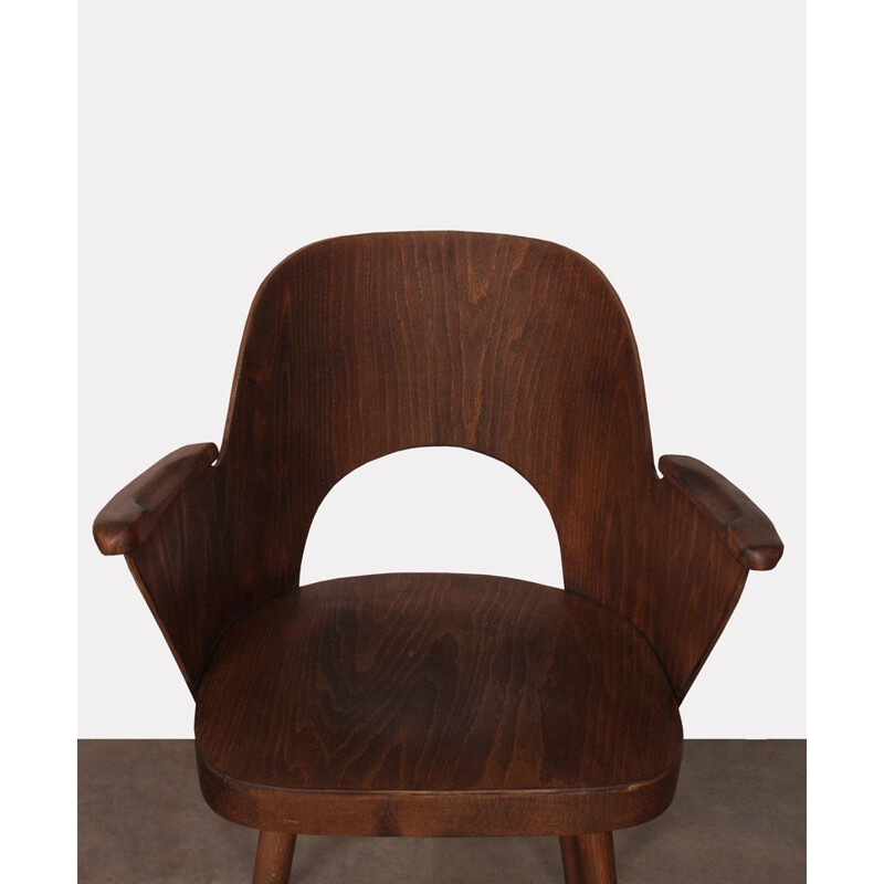 Vintage wooden armchair by Lubomir Hofmann for Ton 1960s