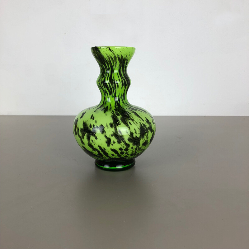 Grand vase vintage Green Pop Art Opaline Florence Italie 1970