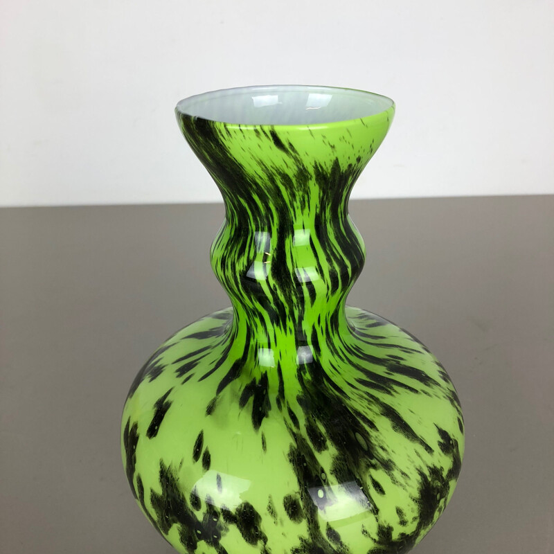 Grand vase vintage Green Pop Art Opaline Florence Italie 1970