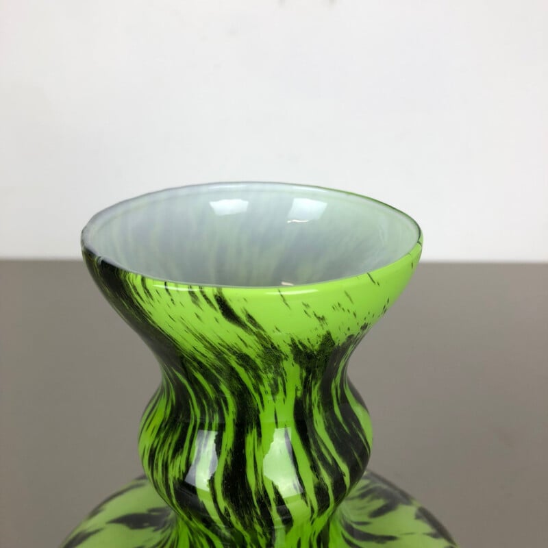 Large vintage Green Pop Art Opaline Florence Vase Italy 1970s