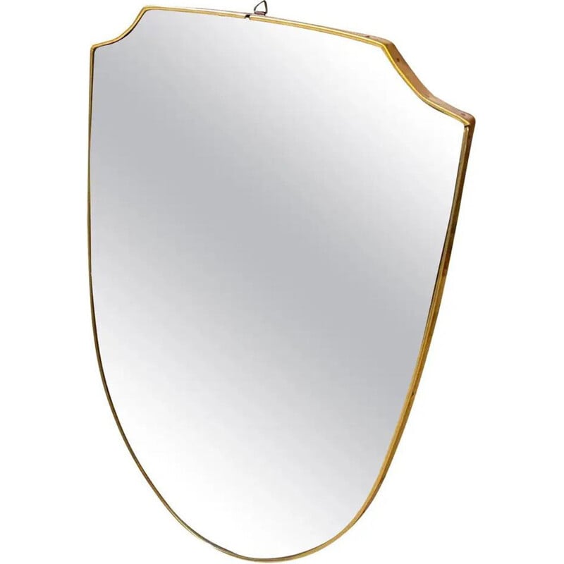 Mid-Century Brass Shield Wall Mirror 1950s