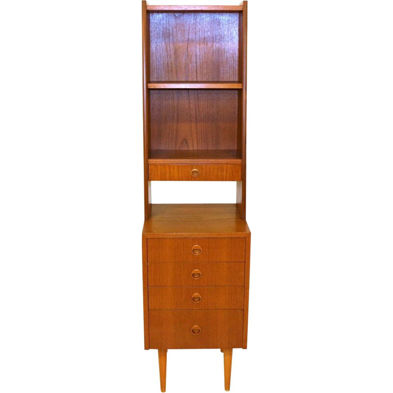 Vintage teak and beech wood bookcase Sweden 1960s