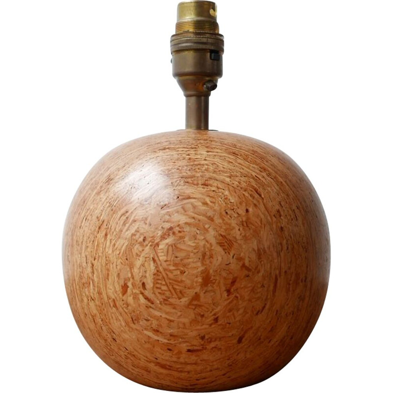 Petite lampe de table vintage à boules en bois 1960