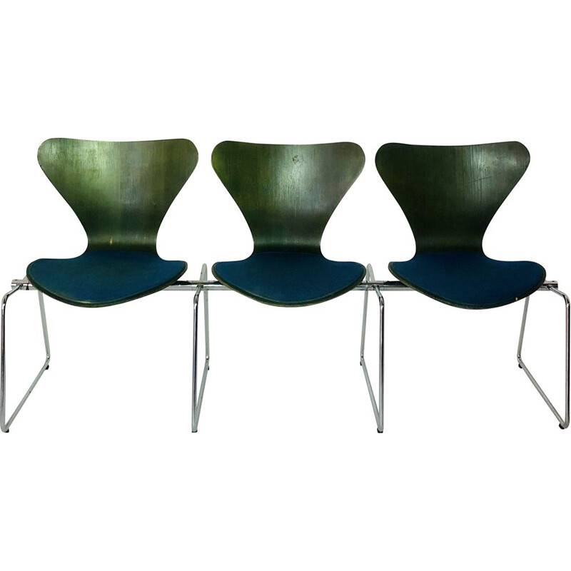 Vintage 3-seater Fourmi bench, Arne Jacobsen