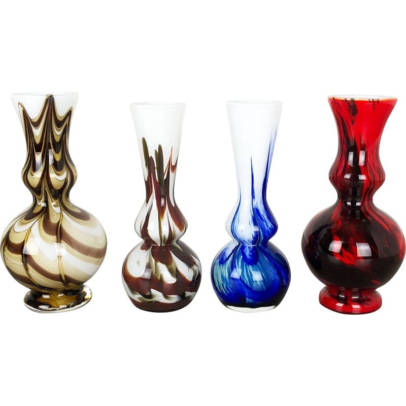 Set of 4 multicolored vintage vases Pop Art, Italy 1970