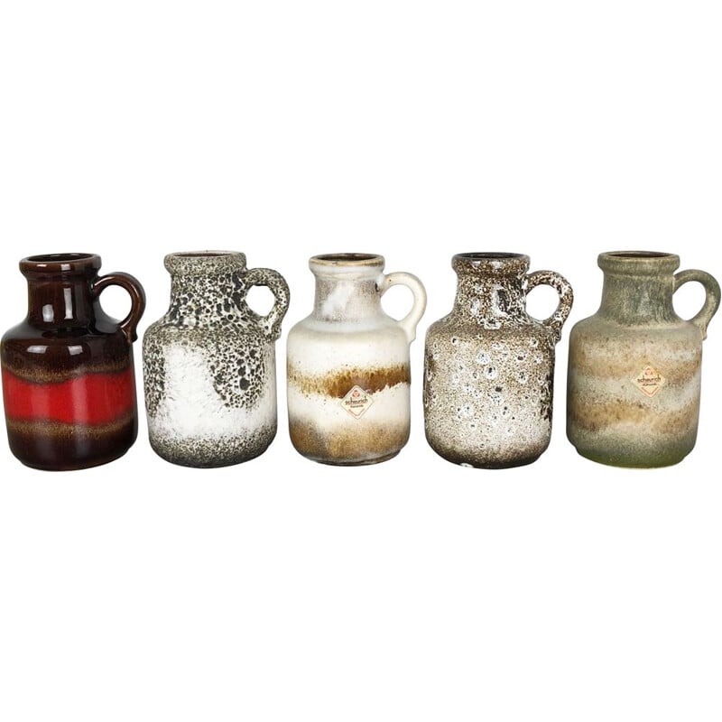 Conjunto de 5 vasos de cerâmica vintage para Scheurich, Alemanha 1970