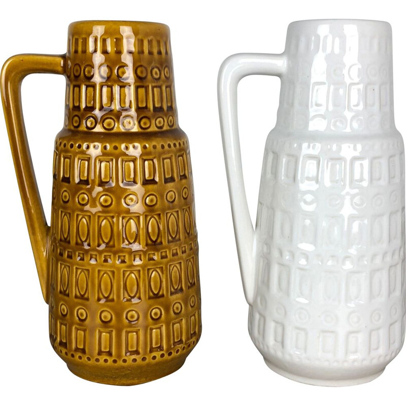 Pair of vintage glazed ceramic vases for Scheurich, Germany 1970