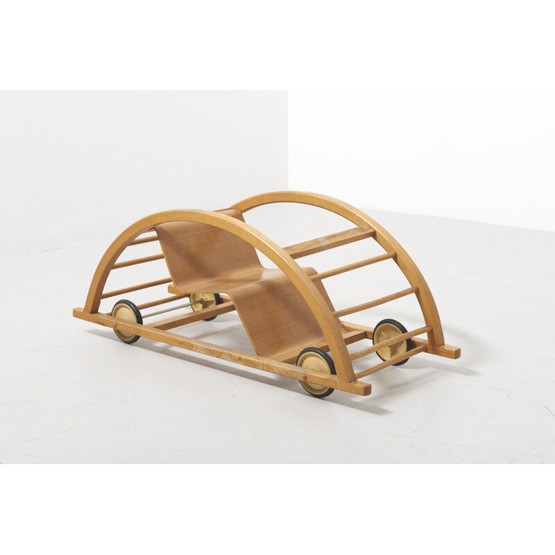 Vintage Kids Car and Rocking Chair by Hans Brockhage for Siegfried Lenz Germany 1950s