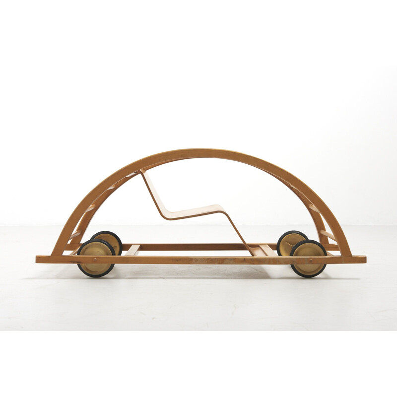 Voiture d'enfant et chaise à bascule vintage de Hans Brockhage pour Siegfried Lenz Allemagne 1950