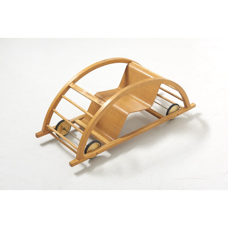 Vintage Kids Car and Rocking Chair by Hans Brockhage for Siegfried Lenz Germany 1950s