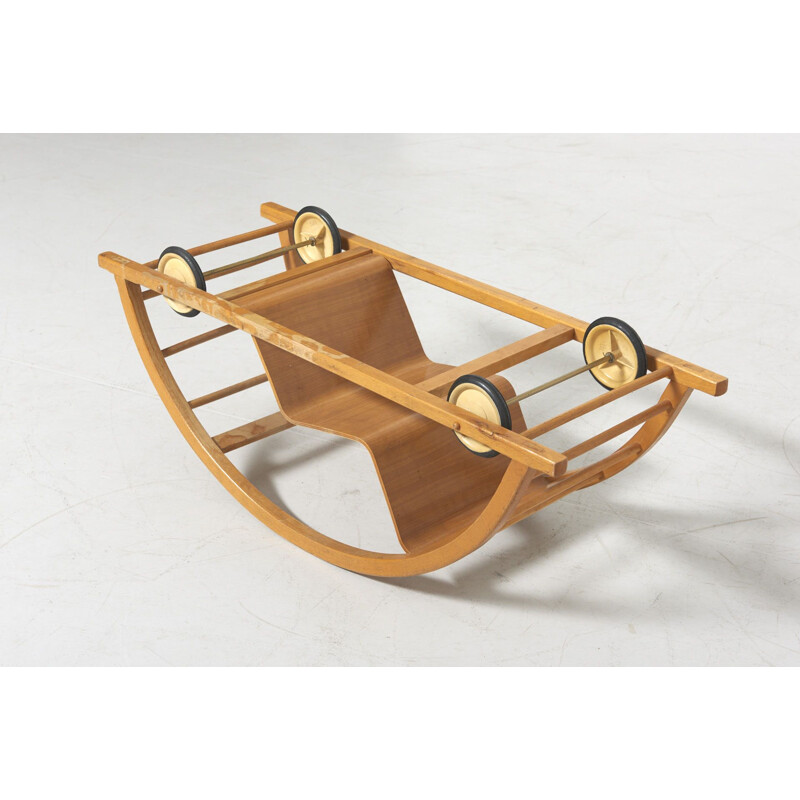 Vintage Kids Car and Rocking Chair by Hans Brockhage for Siegfried Lenz Germany 1950s