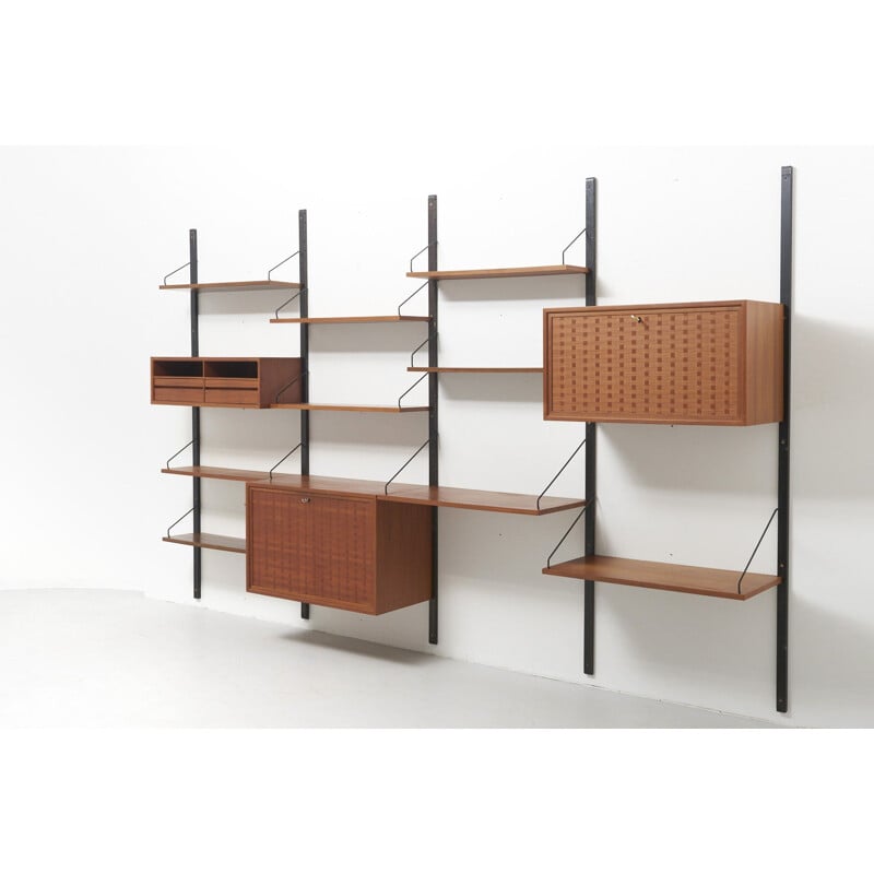 Vintage Wall Shelving Unit in Teak by Poul Cadovius Denmark 1950s