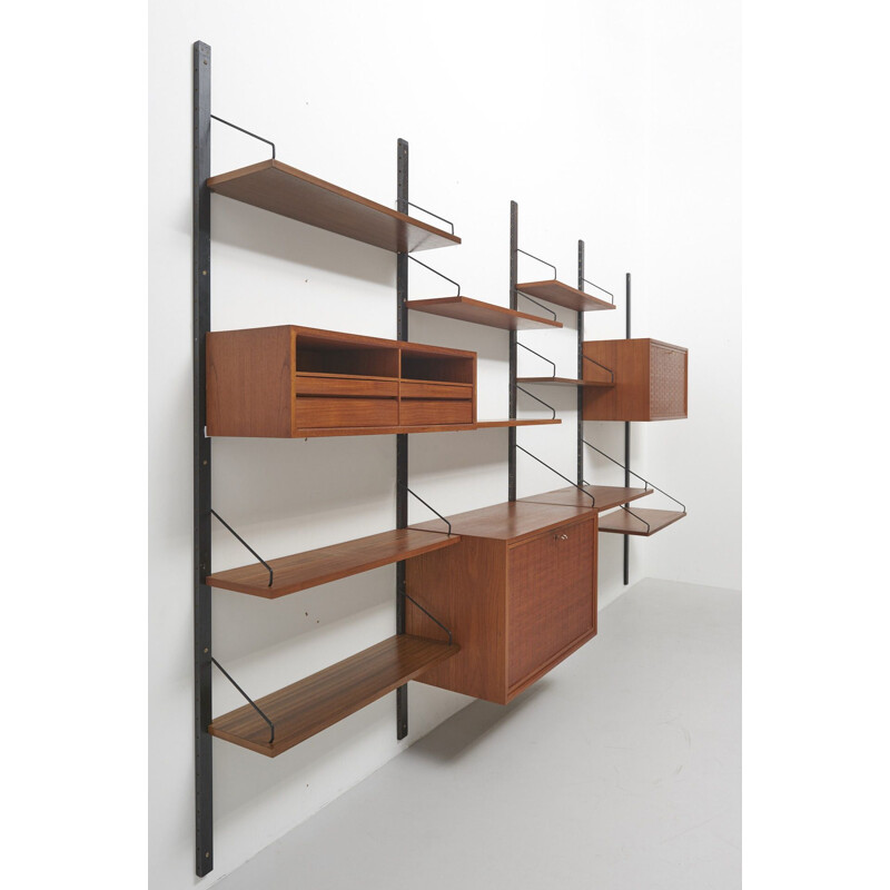 Vintage Wall Shelving Unit in Teak by Poul Cadovius Denmark 1950s