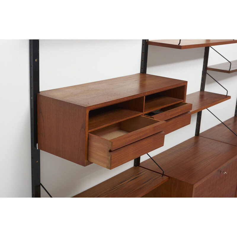 Vintage Wall Shelving Unit in Teak by Poul Cadovius Denmark 1950s