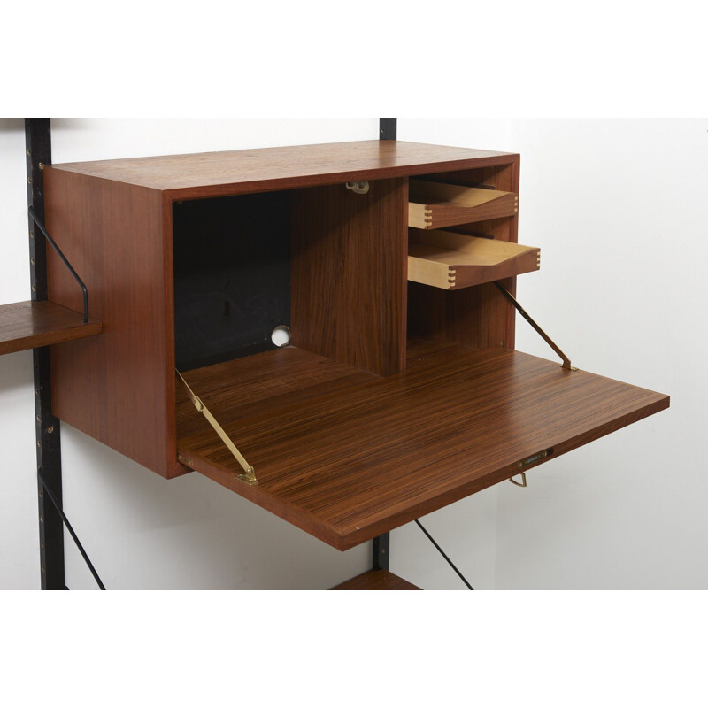 Vintage Wall Shelving Unit in Teak by Poul Cadovius Denmark 1950s