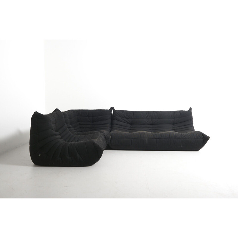 Vintage Black Sofa by Michel Ducaroy for Ligne Roset France 1973