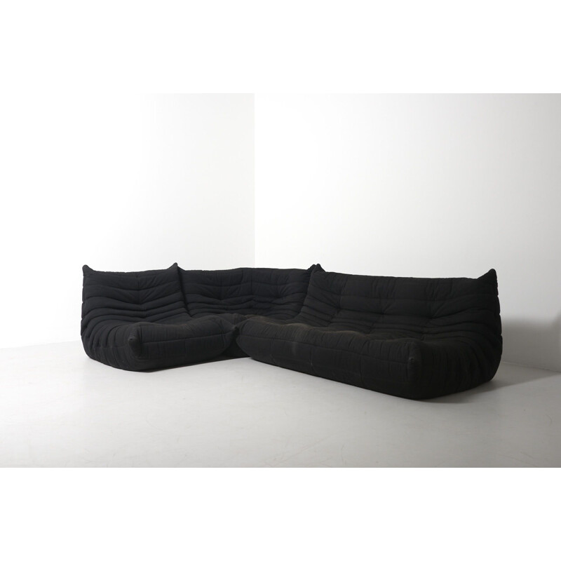 Vintage Black Sofa by Michel Ducaroy for Ligne Roset France 1973