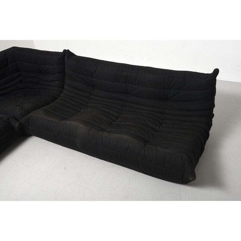 Vintage Black Sofa by Michel Ducaroy for Ligne Roset France 1973