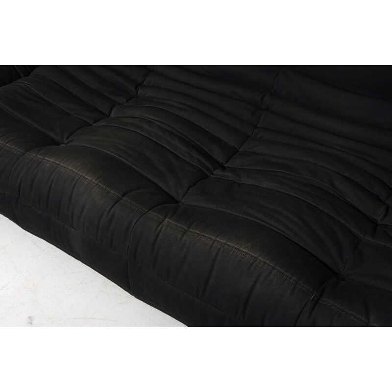 Vintage Black Sofa by Michel Ducaroy for Ligne Roset France 1973