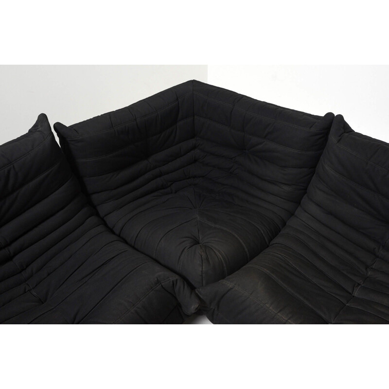 Vintage Black Sofa by Michel Ducaroy for Ligne Roset France 1973