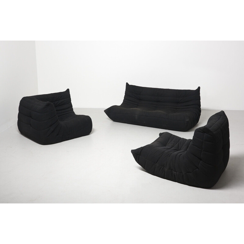 Vintage Black Sofa by Michel Ducaroy for Ligne Roset France 1973