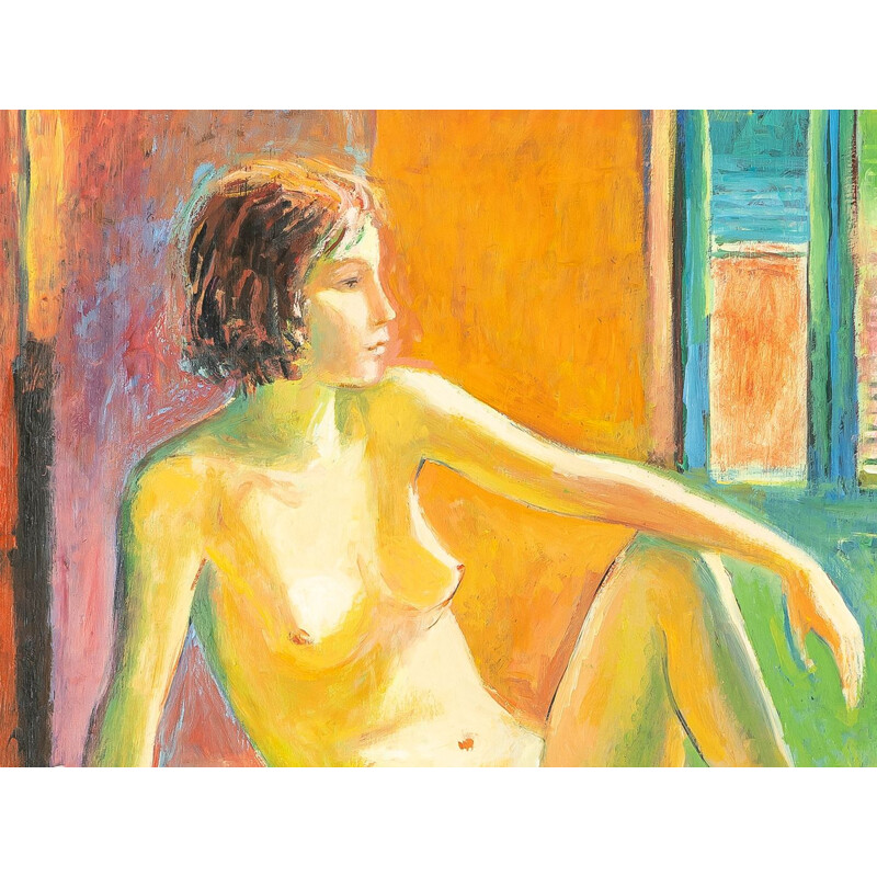 Vintage Expressionist nude painting