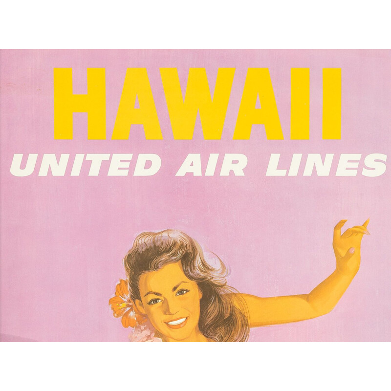 Affiche publicitaire vintage de United Air Lines 1960