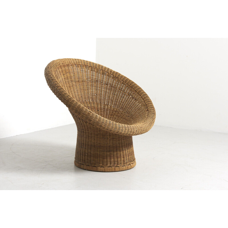 Vintage Wicker Basket Chair by Egon Eiermann for Heinrich Murrmann Germany 1949s