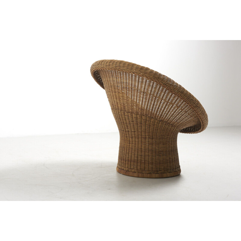 Vintage Wicker Basket Chair by Egon Eiermann for Heinrich Murrmann Germany 1949s