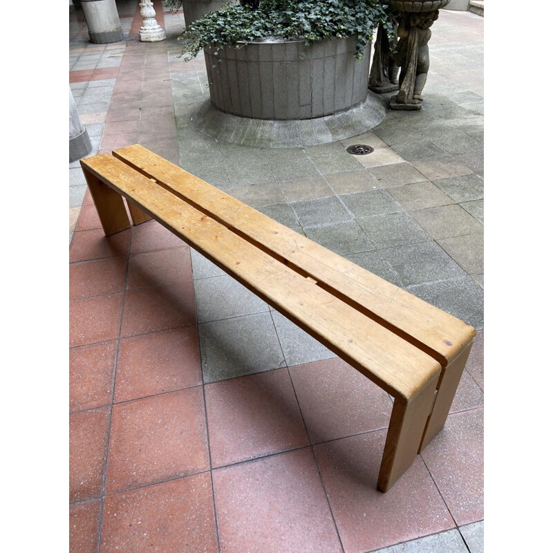 Vintage bench from Les Arcs resort by Charlotte Perriand 1968s