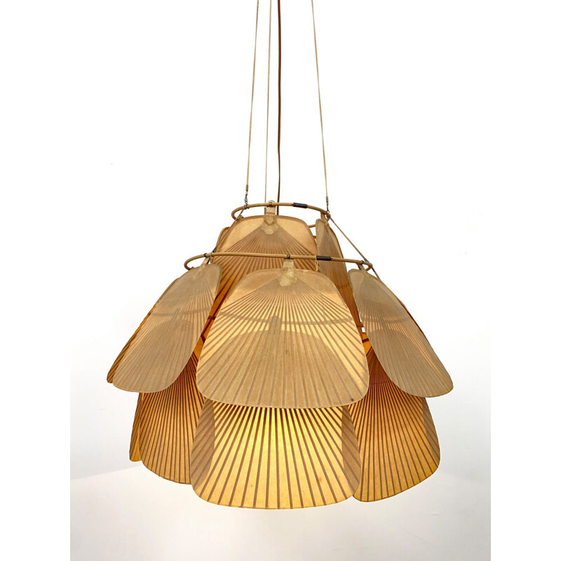 Vintage Uchiwa Ceiling Lamp by Ingo Maurer Germany 1970s