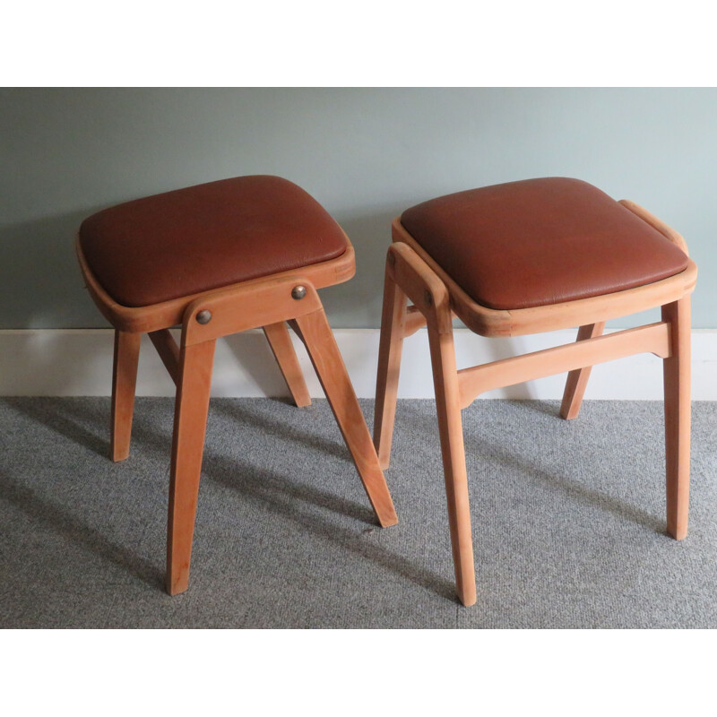 Pair of stackable vintage stools by Benchairs 1960