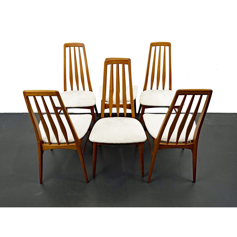 Set of 6 vintage teak Eva chairs by Niels Koefoed for Koefoeds Hornslet, Denmark 1960