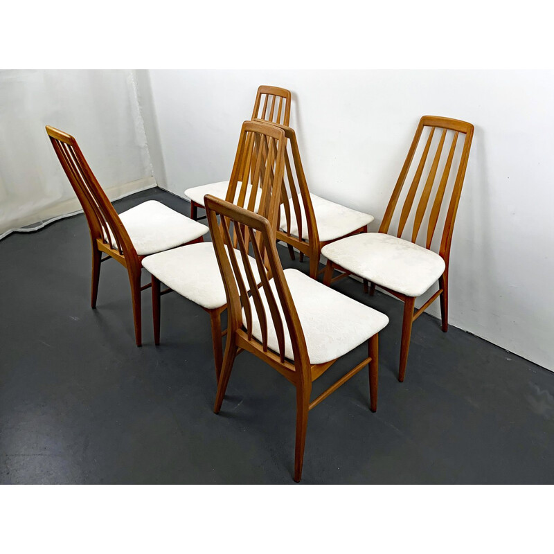 Conjunto de 6 cadeiras de teca Eva vintage de Niels Koefoed para Koefoeds Hornslet, Dinamarca 1960